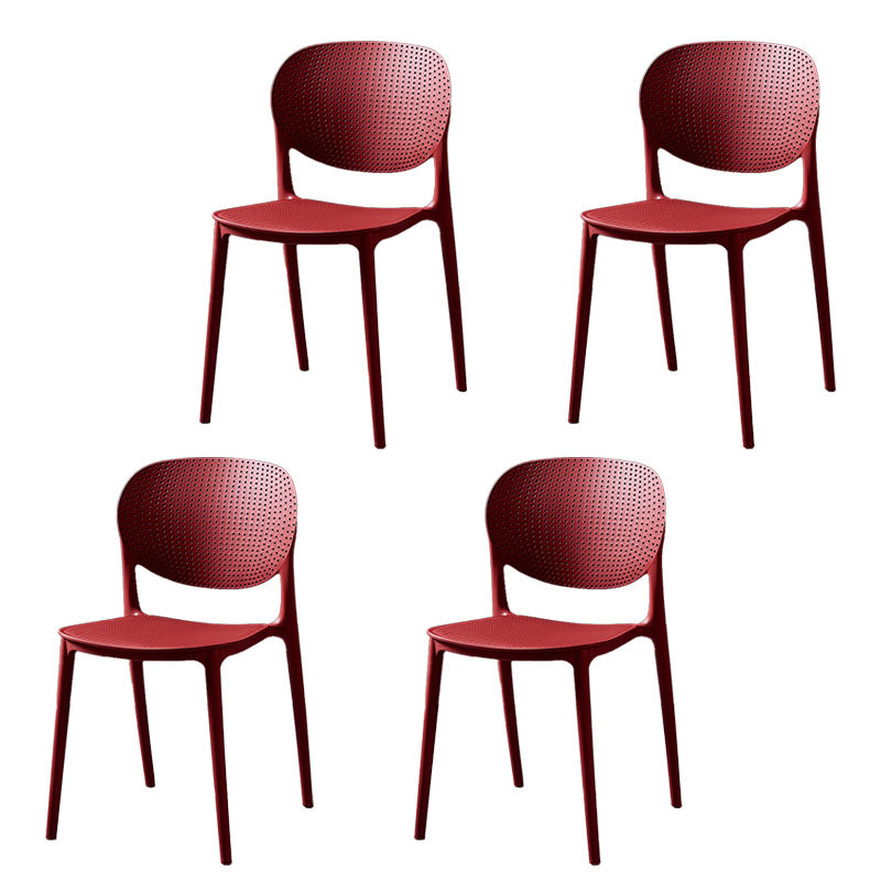 Silla lateral de comedor de cocina escandinava de plástico, silla con respaldo abierto