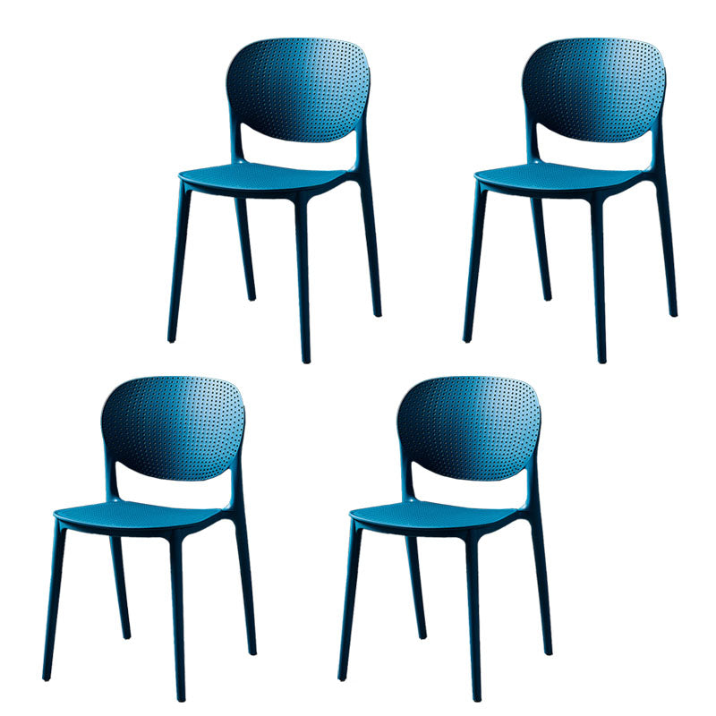 Silla lateral de comedor de cocina escandinava de plástico, silla con respaldo abierto