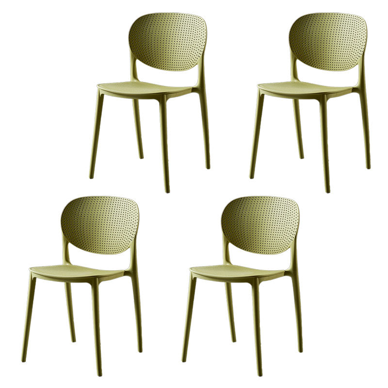 Silla lateral de comedor de cocina escandinava de plástico, silla con respaldo abierto