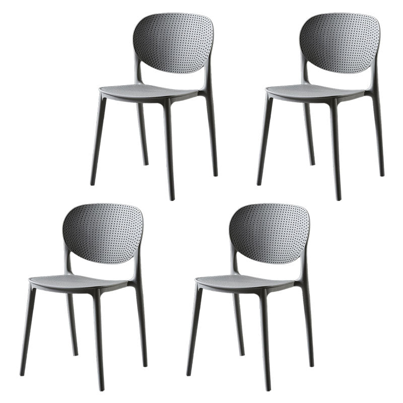 Silla lateral de comedor de cocina escandinava de plástico, silla con respaldo abierto