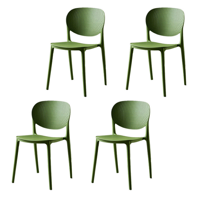 Silla lateral de comedor de cocina escandinava de plástico, silla con respaldo abierto