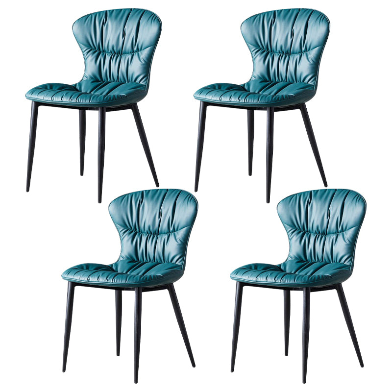 Contemporary Dining Armless Chair Matte Finish Leather Curved Parsons Side Chair