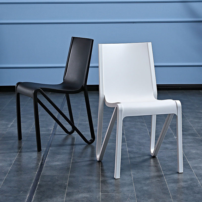 Plastic Scandinavian Kitchen Dining Room Side Chair Solid Back Chair