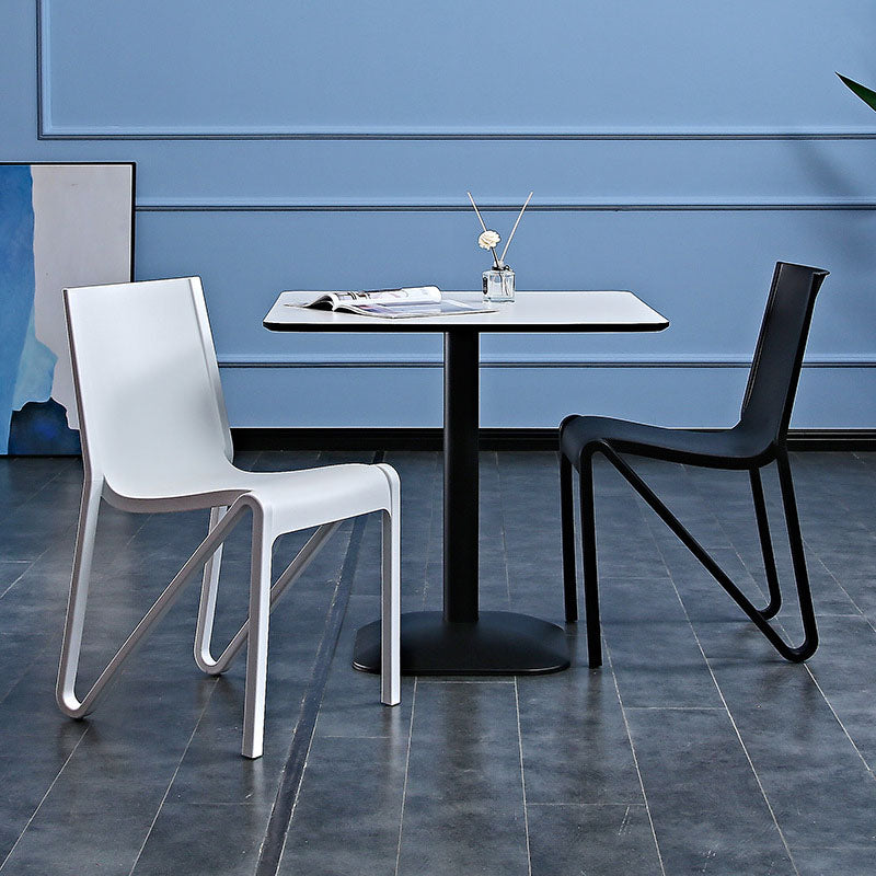 Plastic Scandinavian Kitchen Dining Room Side Chair Solid Back Chair
