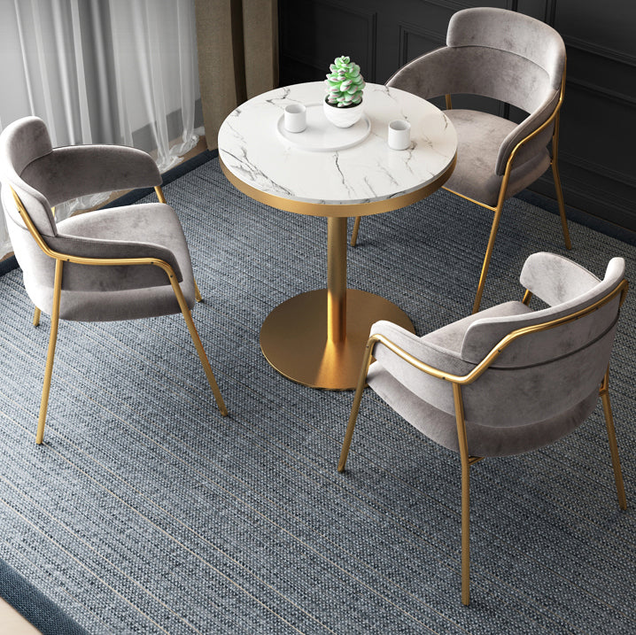 1/3/4/5 Pcs Metal Scandinavian Dining Room Set with Round Dinning Table Dinette Set