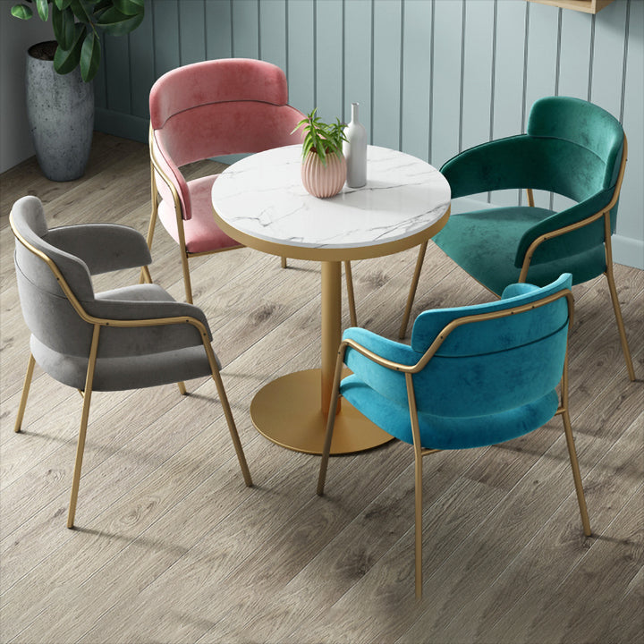 1/3/4/5 Pcs Metal Scandinavian Dining Room Set with Round Dinning Table Dinette Set