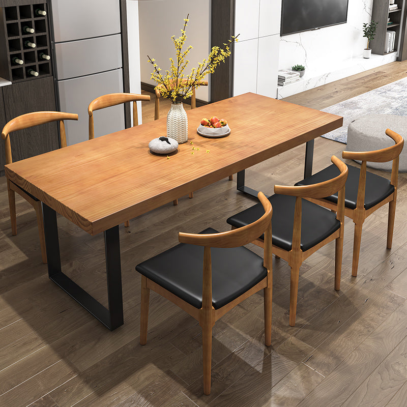 1/2/5/7 Pcs Metal Industrial Dining Set with Rectangle Table and Wooden Chairs Dinette Set