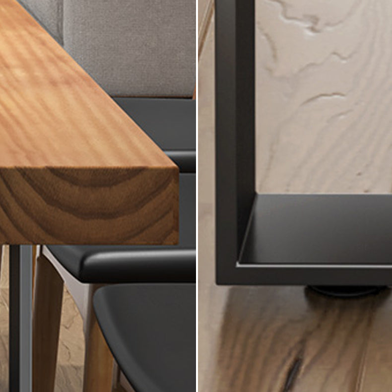 1/2/5/7 Pcs Metal Industrial Dining Set with Rectangle Table and Wooden Chairs Dinette Set