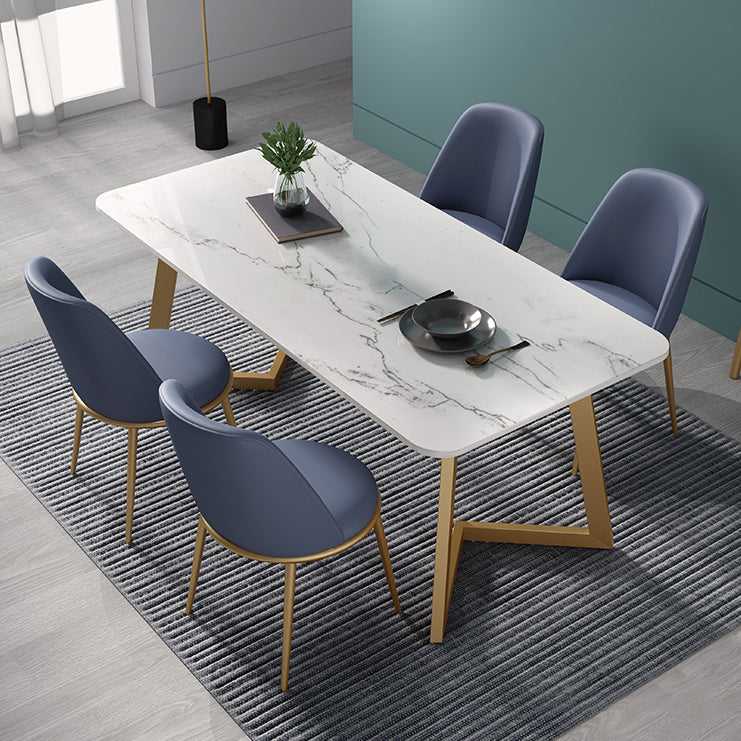 Nordic 1/4/5 Pieces Dining Set Sintered Stone Dining Table with Leather Chairs