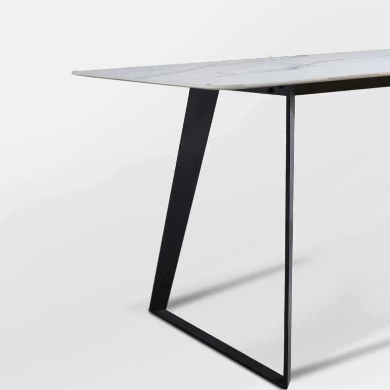 Moderno 1/2/5/7 pezzi Set da pranzo rettangolare tavolo in pietra sinterizzato con sedie in pelle