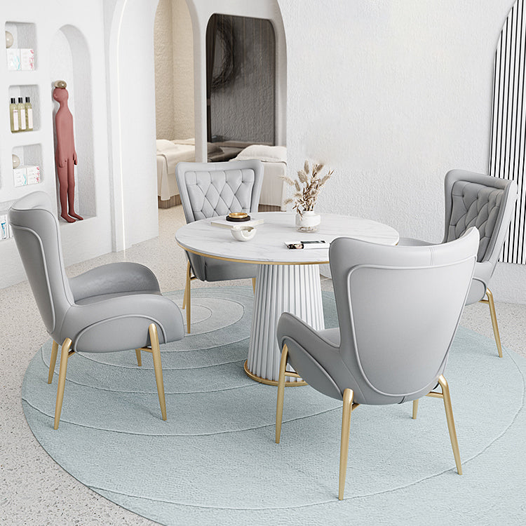 1/5 Pcs Metal Modern Dining Set with Round Indoor Table Dinette Set