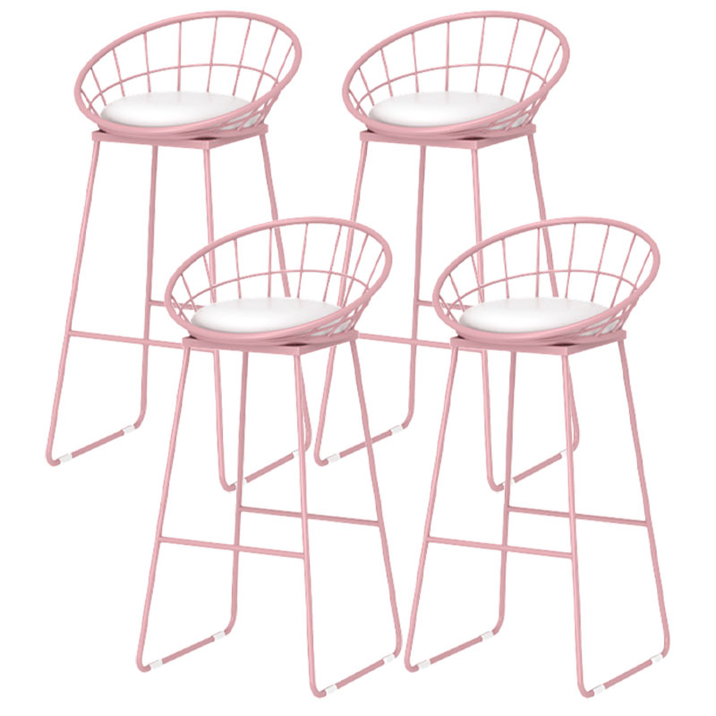 Moderner Barhocker aus Eisen mit Fußstütze, Milk Tea Shop, rosa Barhocker, 76,2 cm