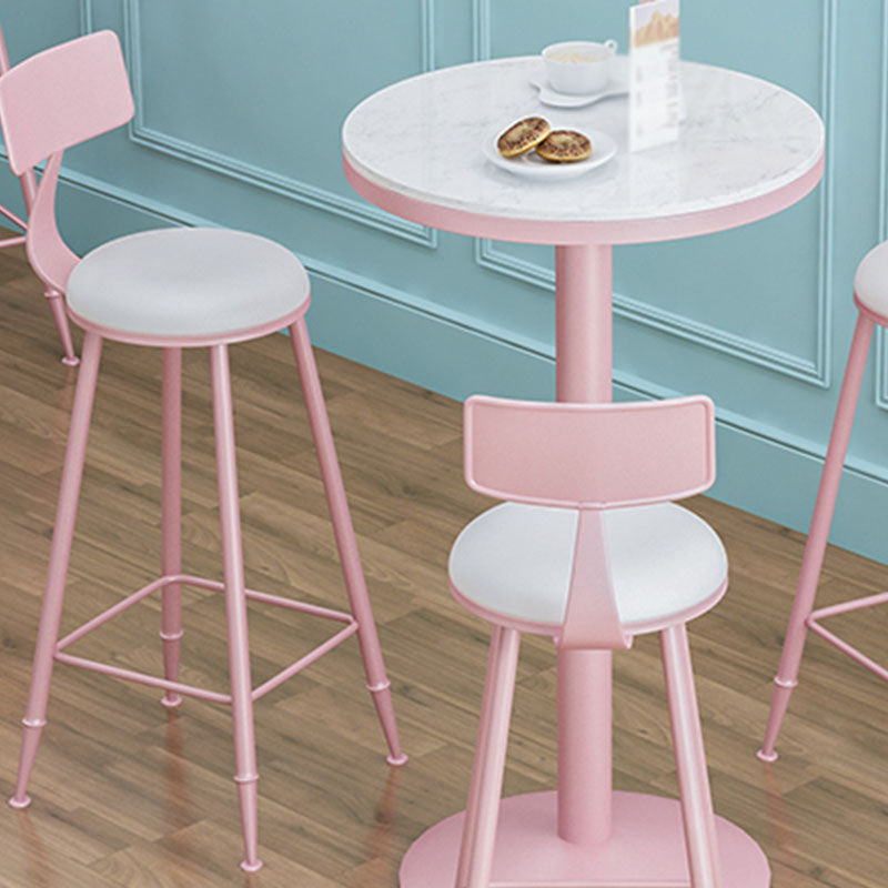 Moderner Barhocker aus Eisen mit Fußstütze, Milk Tea Shop, rosa Barhocker, 76,2 cm