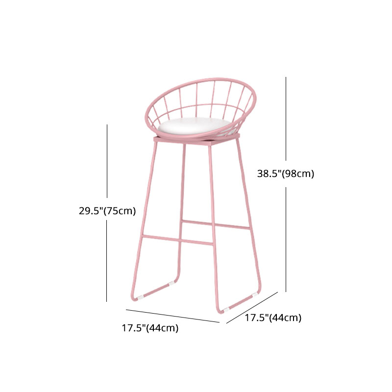 Moderner Barhocker aus Eisen mit Fußstütze, Milk Tea Shop, rosa Barhocker, 76,2 cm
