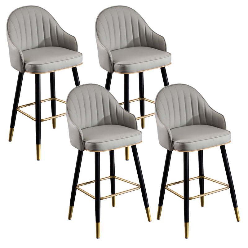 Modern Armless Backrest Counter Stool Iron Living Room Bar Stool with Leather Cushion