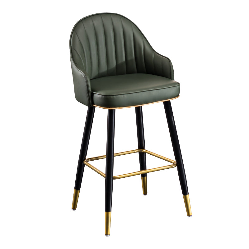 Modern Armless Backrest Counter Stool Iron Living Room Bar Stool with Leather Cushion