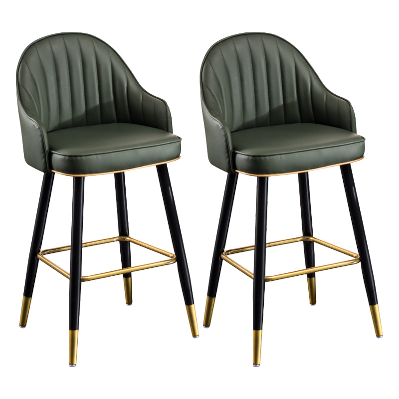 Modern Armless Backrest Counter Stool Iron Living Room Bar Stool with Leather Cushion