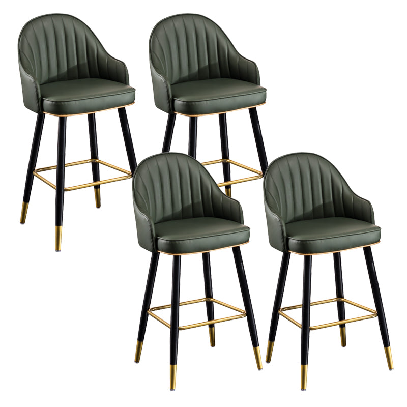 Modern Armless Backrest Counter Stool Iron Living Room Bar Stool with Leather Cushion