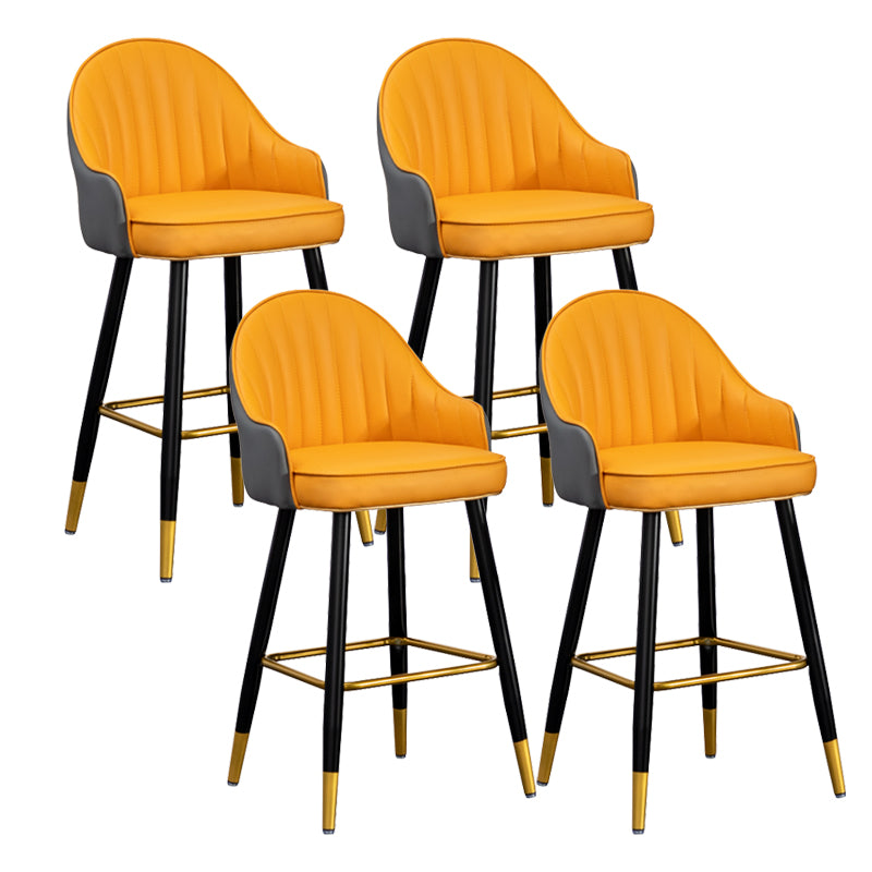 Modern Armless Backrest Counter Stool Iron Living Room Bar Stool with Leather Cushion