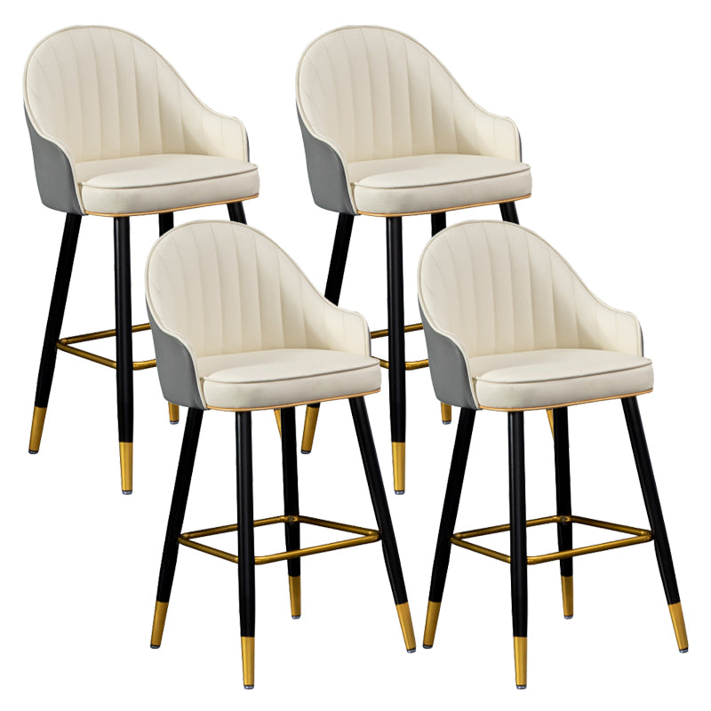 Modern Armless Backrest Counter Stool Iron Living Room Bar Stool with Leather Cushion