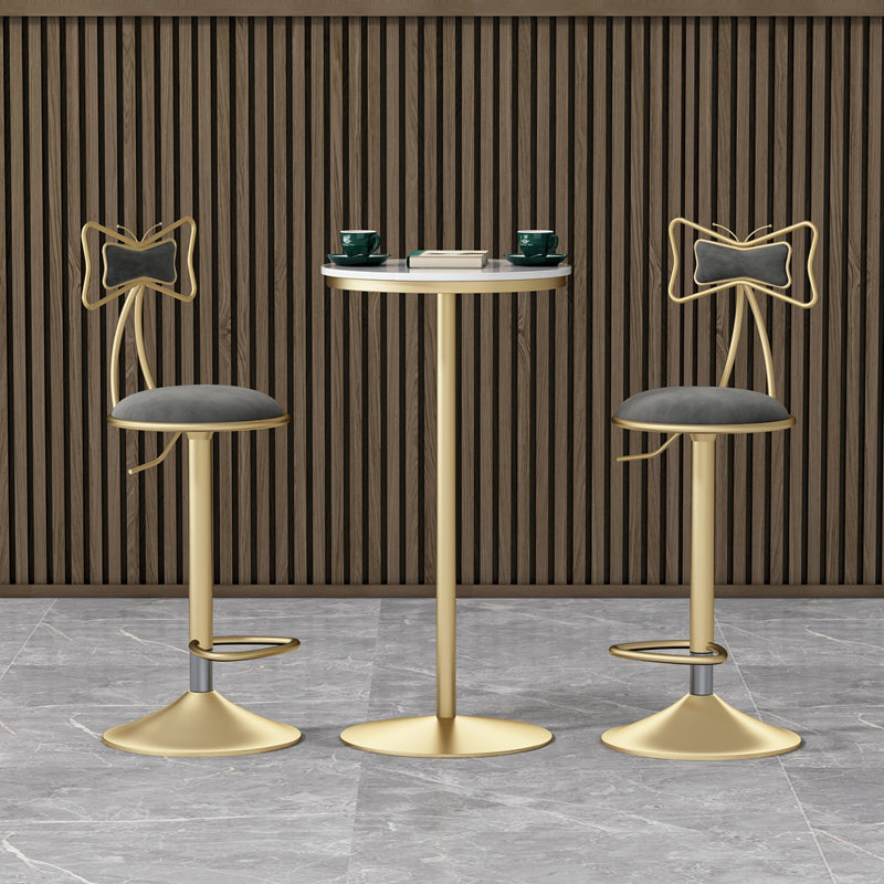 Glam Rotatable Liftable Counter Stool Iron Beauty Shop Bar Stool with Velvet Cushion