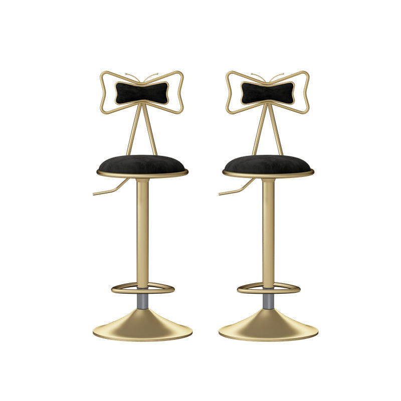 Glam Rotatable Liftable Counter Stool Iron Beauty Shop Bar Stool with Velvet Cushion