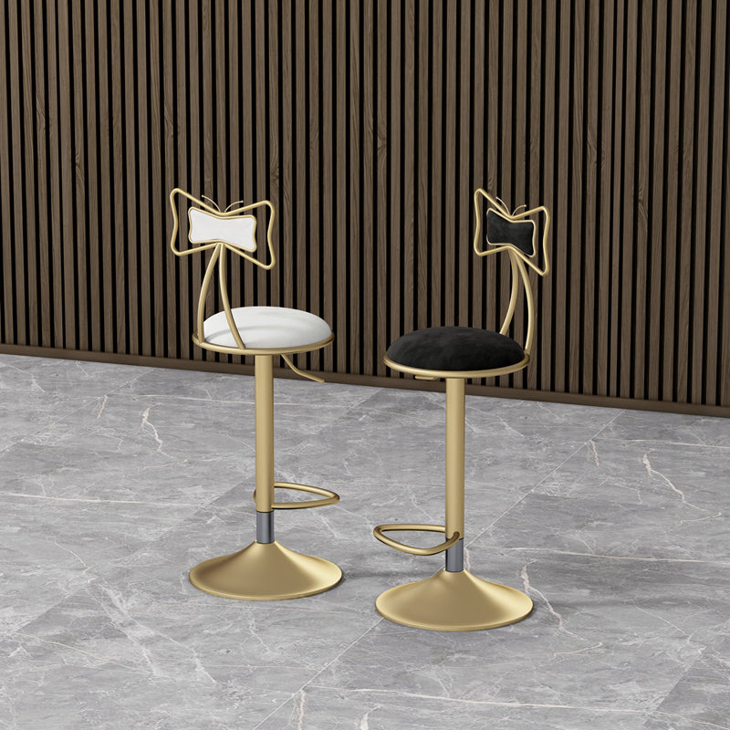 Glam Rotatable Liftable Counter Stool Iron Beauty Shop Bar Stool with Velvet Cushion