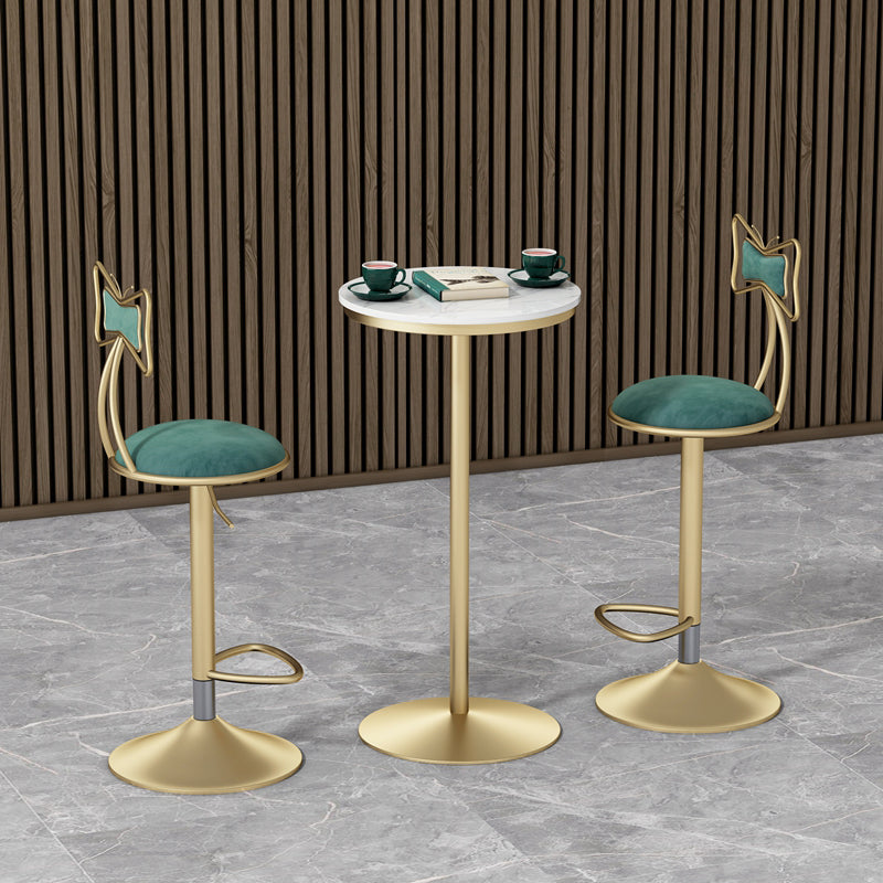 Glam Rotatable Liftable Counter Stool Iron Beauty Shop Bar Stool with Velvet Cushion