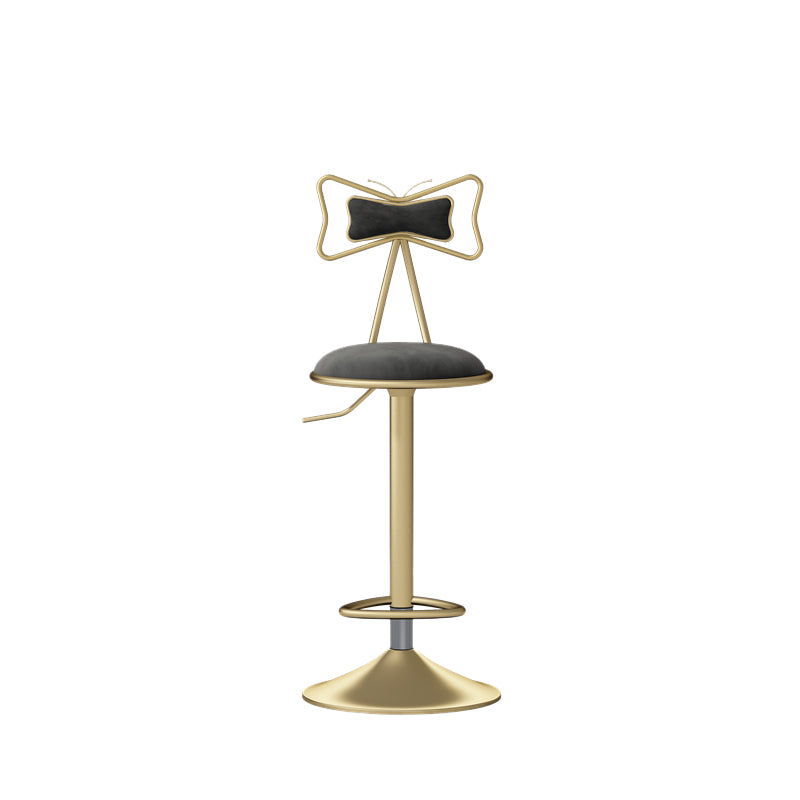Glam Rotatable Liftable Counter Stool Iron Beauty Shop Bar Stool with Velvet Cushion
