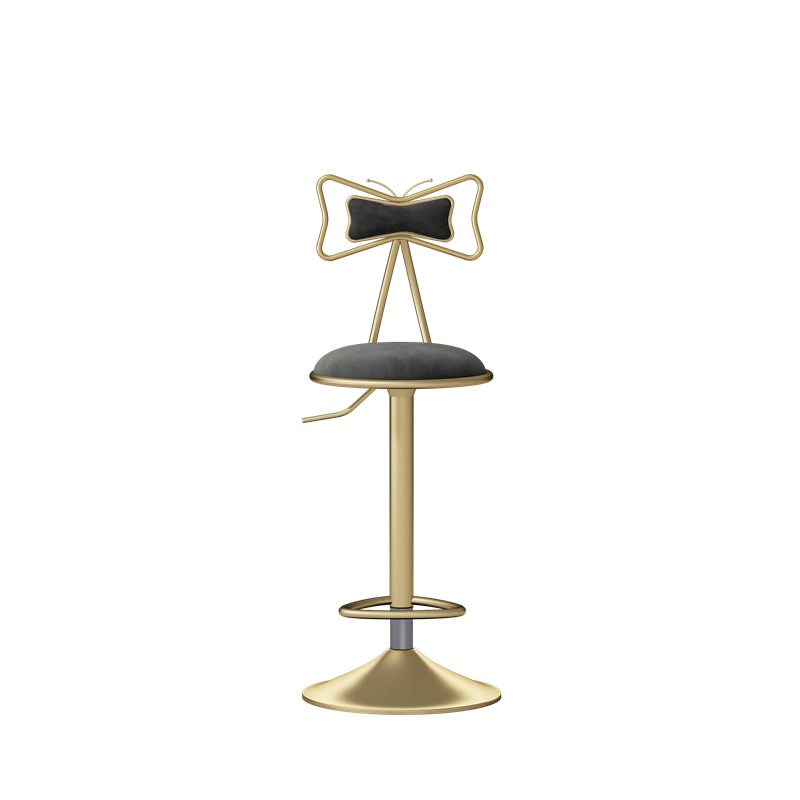 Glam Rotatable Liftable Counter Stool Iron Beauty Shop Bar Stool with Velvet Cushion