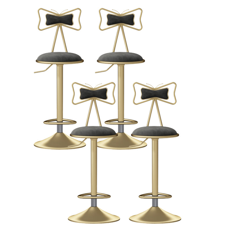 Glam Rotatable Liftable Counter Stool Iron Beauty Shop Bar Stool with Velvet Cushion