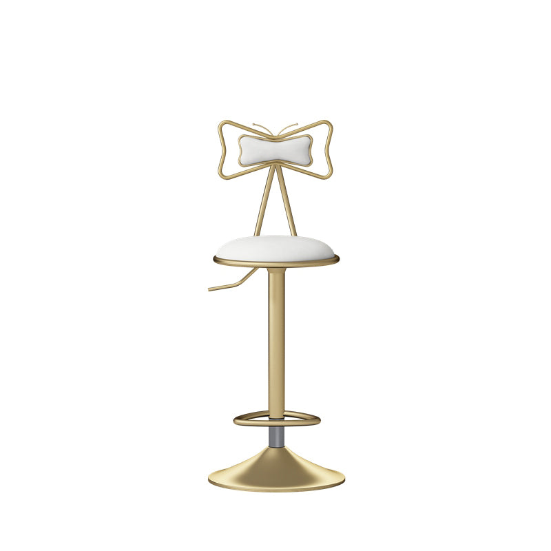 Glam Rotatable Liftable Counter Stool Iron Beauty Shop Bar Stool with Velvet Cushion