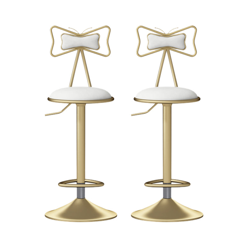 Glam Rotatable Liftable Counter Stool Iron Beauty Shop Bar Stool with Velvet Cushion