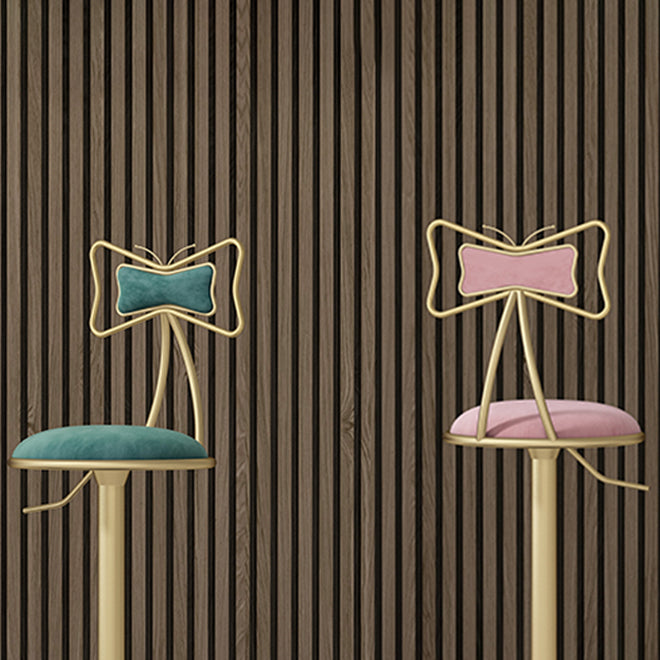 Glam Rotatable Liftable Counter Stool Iron Beauty Shop Bar Stool with Velvet Cushion