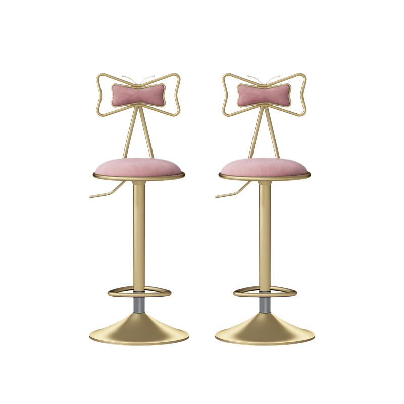 Glam Rotatable Liftable Counter Stool Iron Beauty Shop Bar Stool with Velvet Cushion