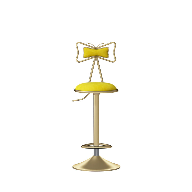 Glam Rotatable Liftable Counter Stool Iron Beauty Shop Bar Stool with Velvet Cushion