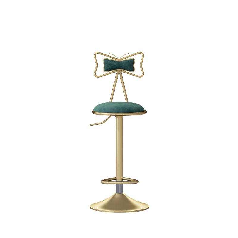 Glam Rotatable Liftable Counter Stool Iron Beauty Shop Bar Stool with Velvet Cushion
