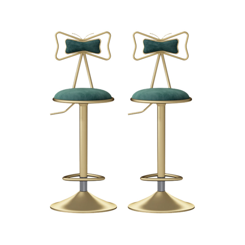 Glam Rotatable Liftable Counter Stool Iron Beauty Shop Bar Stool with Velvet Cushion