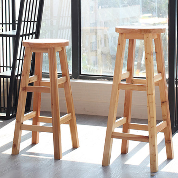 Moderner armloser Rückenloser Thekenhocker Holz Café Barhocker mit Holzsitz, 1 Stück