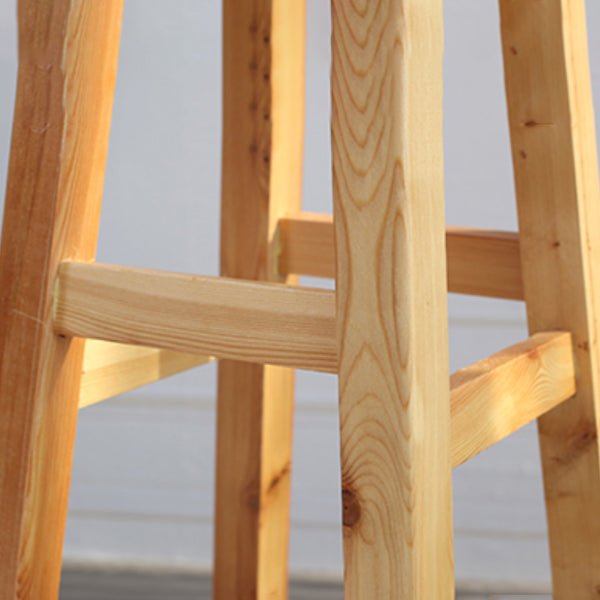 Moderner armloser Rückenloser Thekenhocker Holz Café Barhocker mit Holzsitz, 1 Stück
