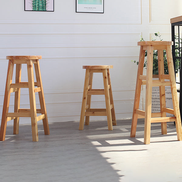 Moderner armloser Rückenloser Thekenhocker Holz Café Barhocker mit Holzsitz, 1 Stück