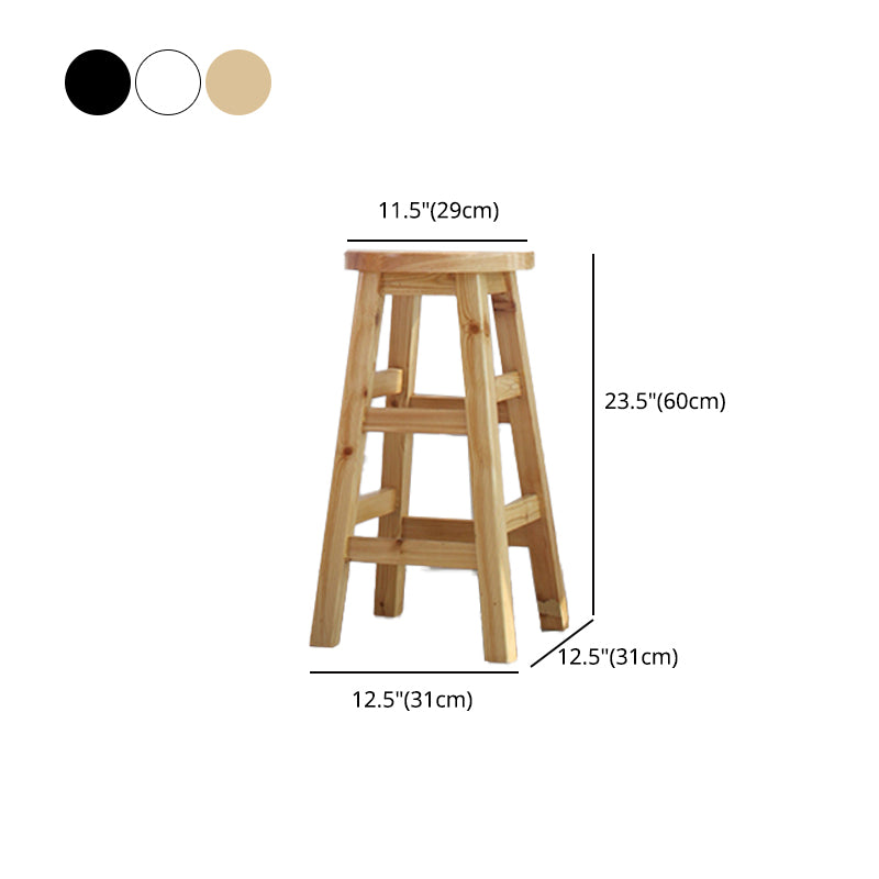 Moderner armloser Rückenloser Thekenhocker Holz Café Barhocker mit Holzsitz, 1 Stück