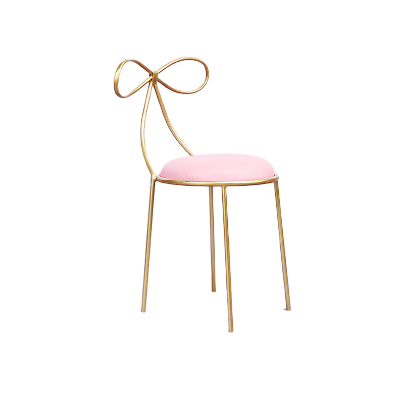 Glam Armless Backrest Counter Stool Iron Bar Stool with Leather Cushion