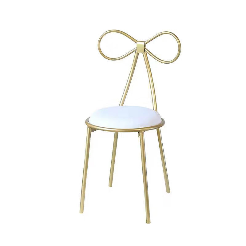 Glam Armless Backrest Counter Stool Iron Bar Stool with Leather Cushion