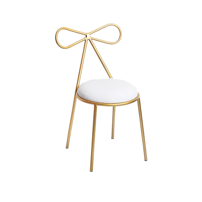 Glam Armless Backrest Counter Stool Iron Bar Stool with Leather Cushion