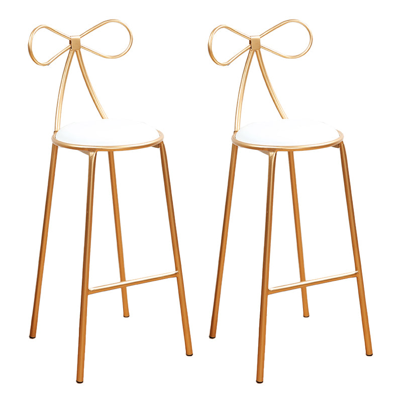 Glam Armless Backrest Counter Stool Iron Bar Stool with Leather Cushion