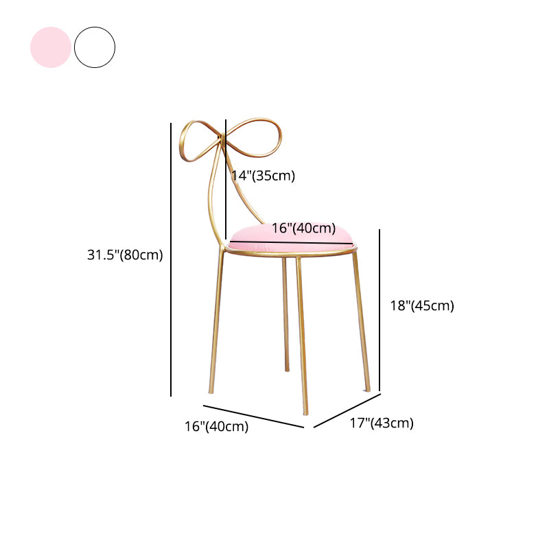 Glam Armless Backrest Counter Stool Iron Bar Stool with Leather Cushion