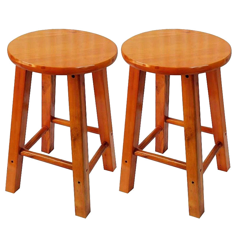 Modern Armless Backless Counter Stool Wood Cafe Bar Stool with Pedal and Wooden Seat