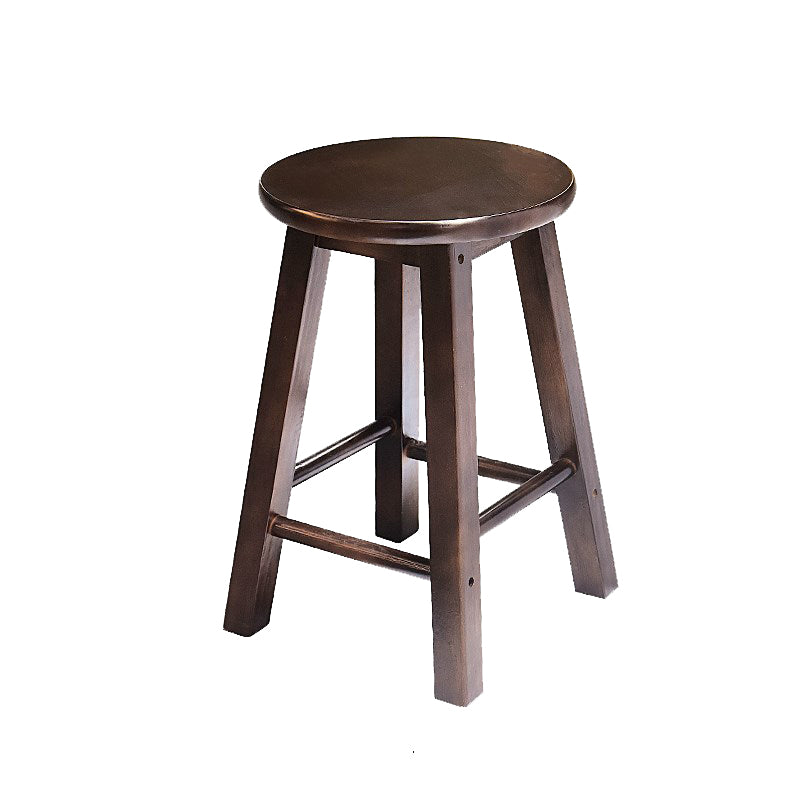 Modern Armless Backless Counter Stool Wood Cafe Bar Stool with Pedal and Wooden Seat