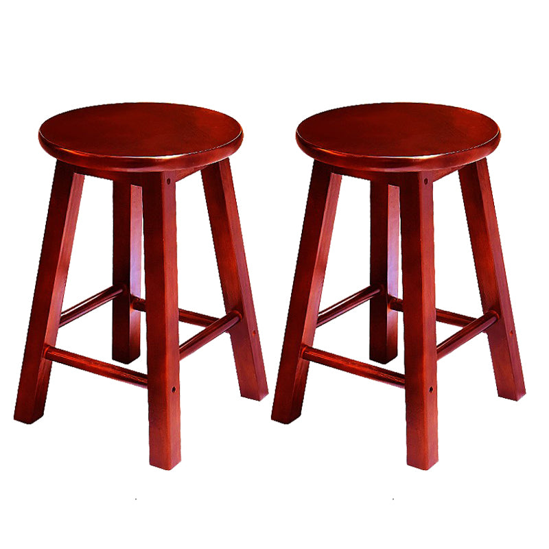 Modern Armless Backless Counter Stool Wood Cafe Bar Stool with Pedal and Wooden Seat